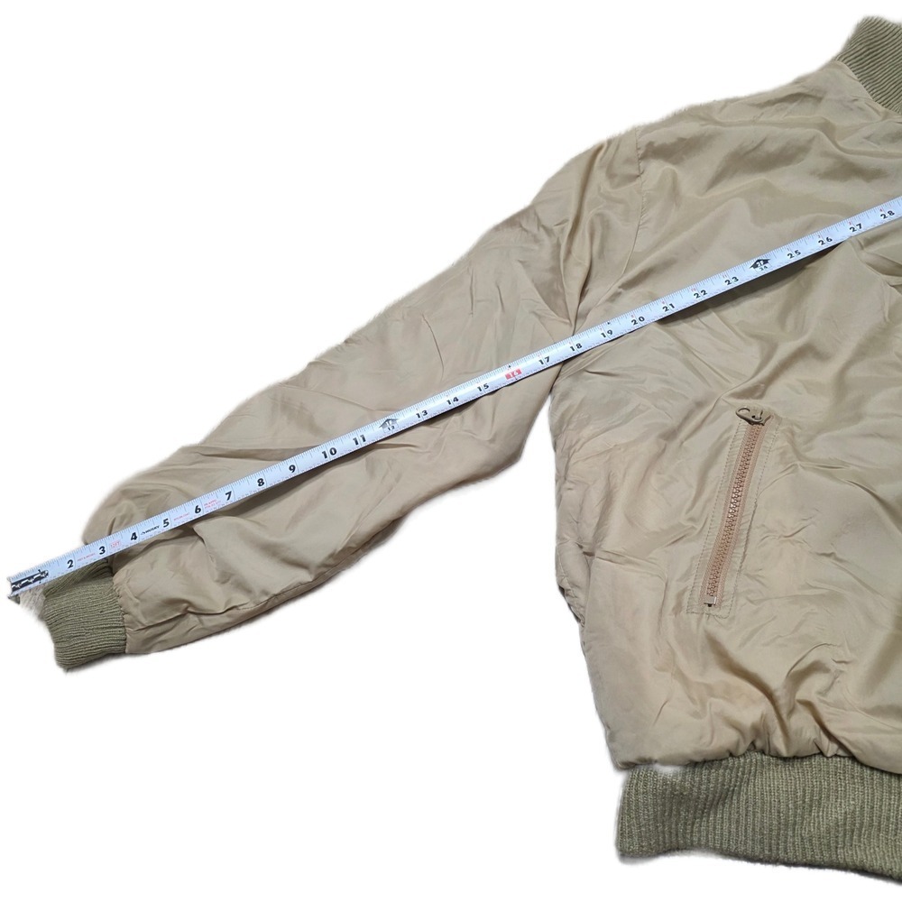Lacoste (Vtg.) Mens Bomber Jacket, Full Zip, Beige, reversible - Picture 6 of 8